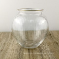 Vase d&#39;art côtelé Vase moderne Gold Rim
